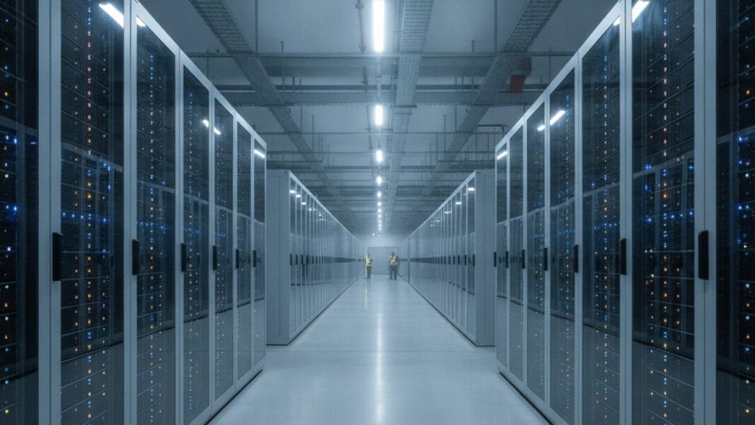The AI Boom’s Real Risk Isn’t a Bubble. It’s a Depreciation Schedule Nobody Wants to Touch. Rows of illuminated server racks inside a hyperscale AI data center