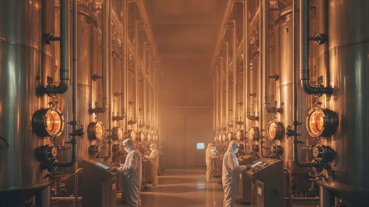 Interior of a rare earth element separation and refining facility with solvent extraction tanks