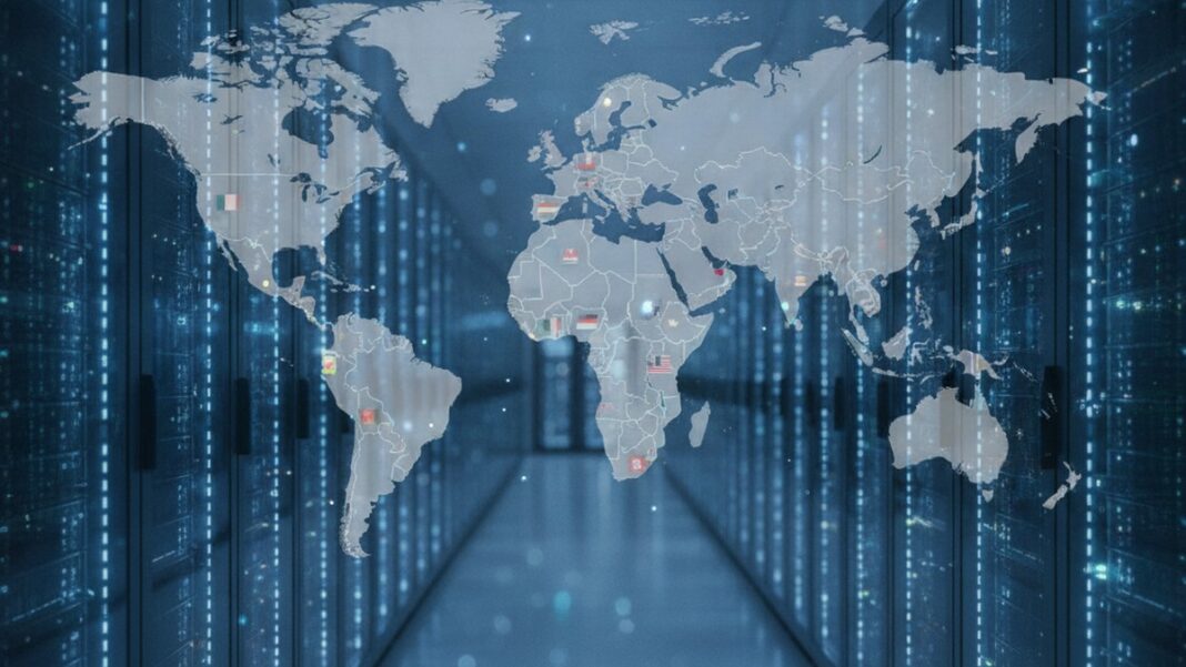 The Sovereignty Illusion: Why National AI Programmes Are Deepening Dependence, Not Ending It A modern AI data center with rows of glowing GPU server racks, symbolizing the global infrastructure race behind sovereign AI programs