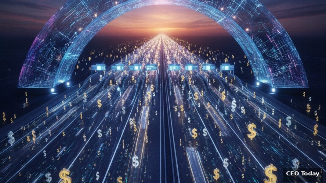 Stablecoins Won’t Break the Banks. They’re Built to Break the Toll Booth. Digital toll booth illustration symbolizing stablecoin payment rails and card network interchange fees